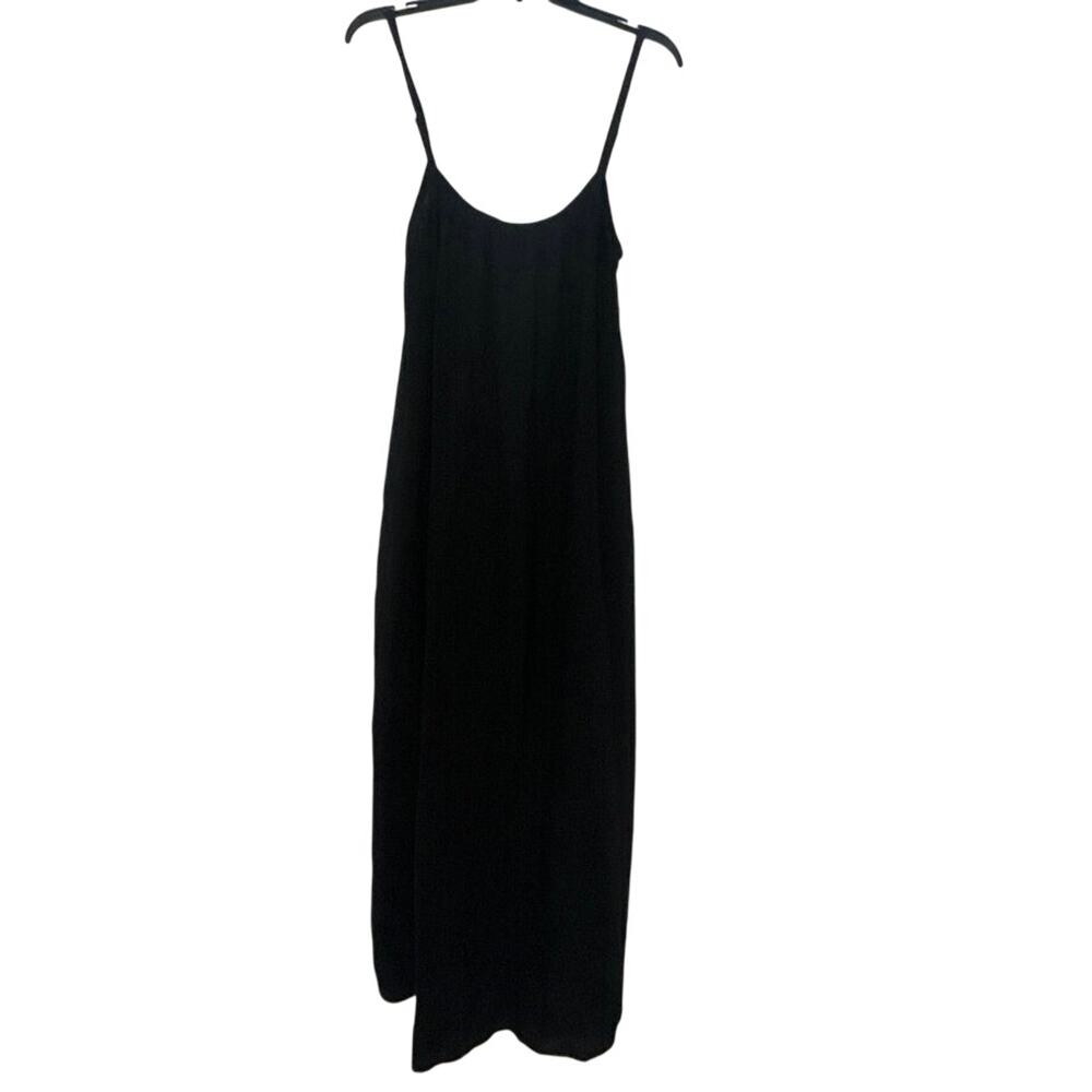 Sol Angeles Black Cotton Gauze Maxi Dress Open Back Beachy Minimalist Resort M/L - Picture 2 of 12